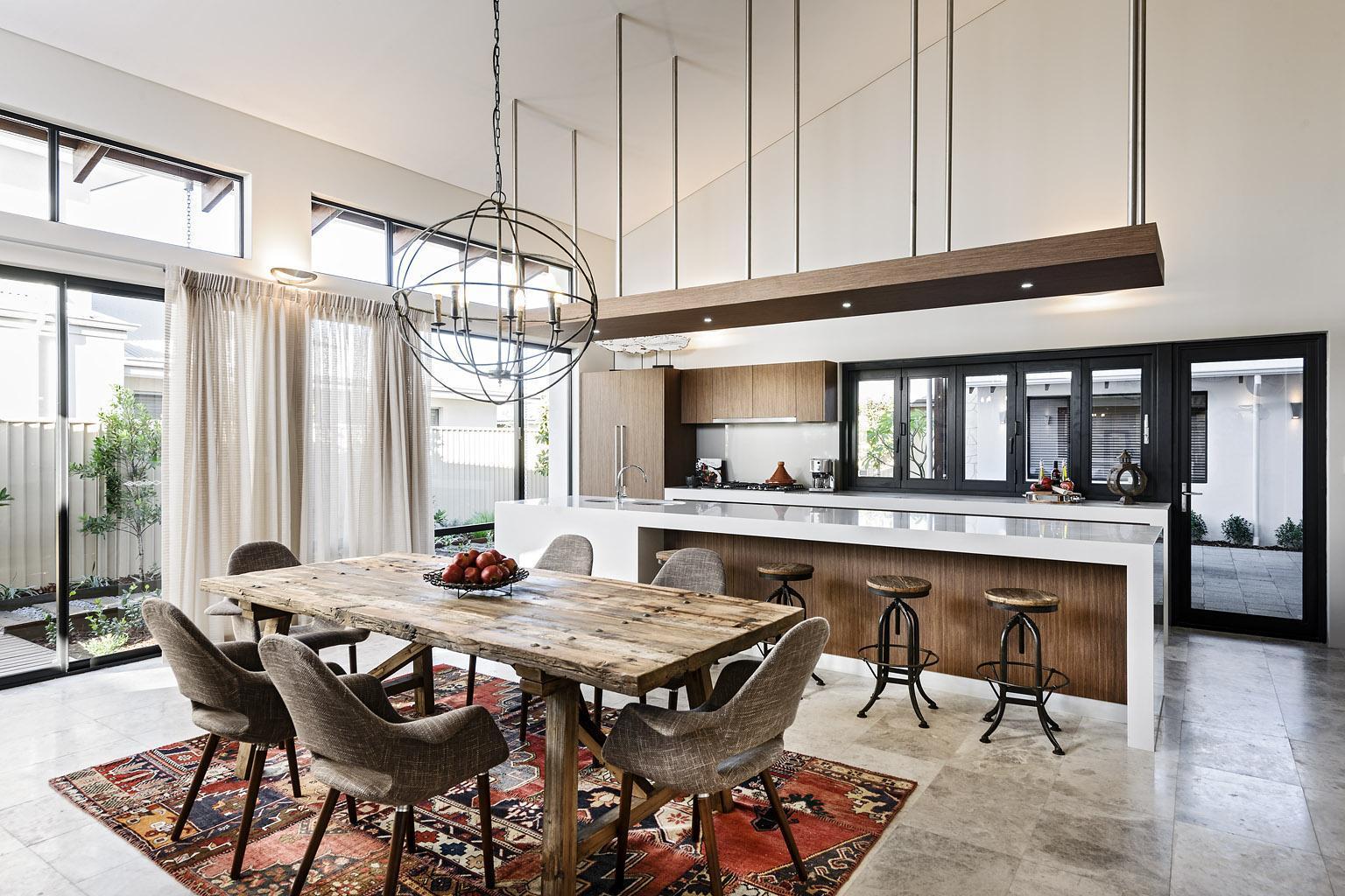 Open plan kitchen and dining