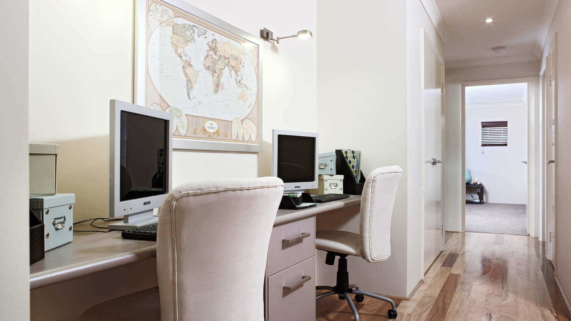 Office setup at the coastal view home