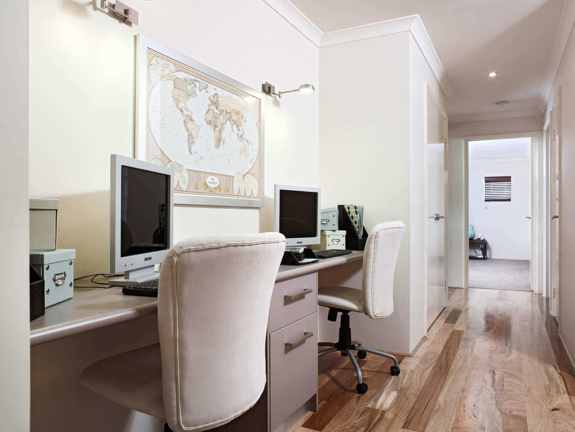 Office setup at the coastal view home