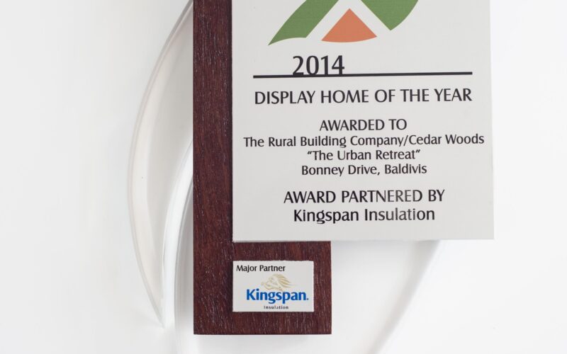 Close up of the award won for the urban retreat