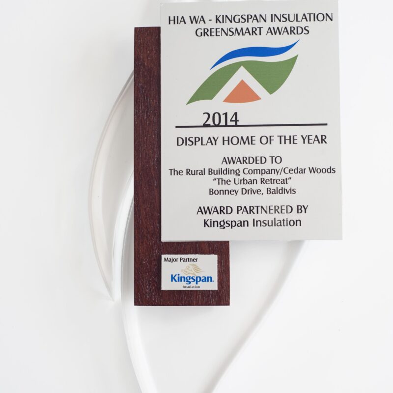 Close up of the award won for the urban retreat