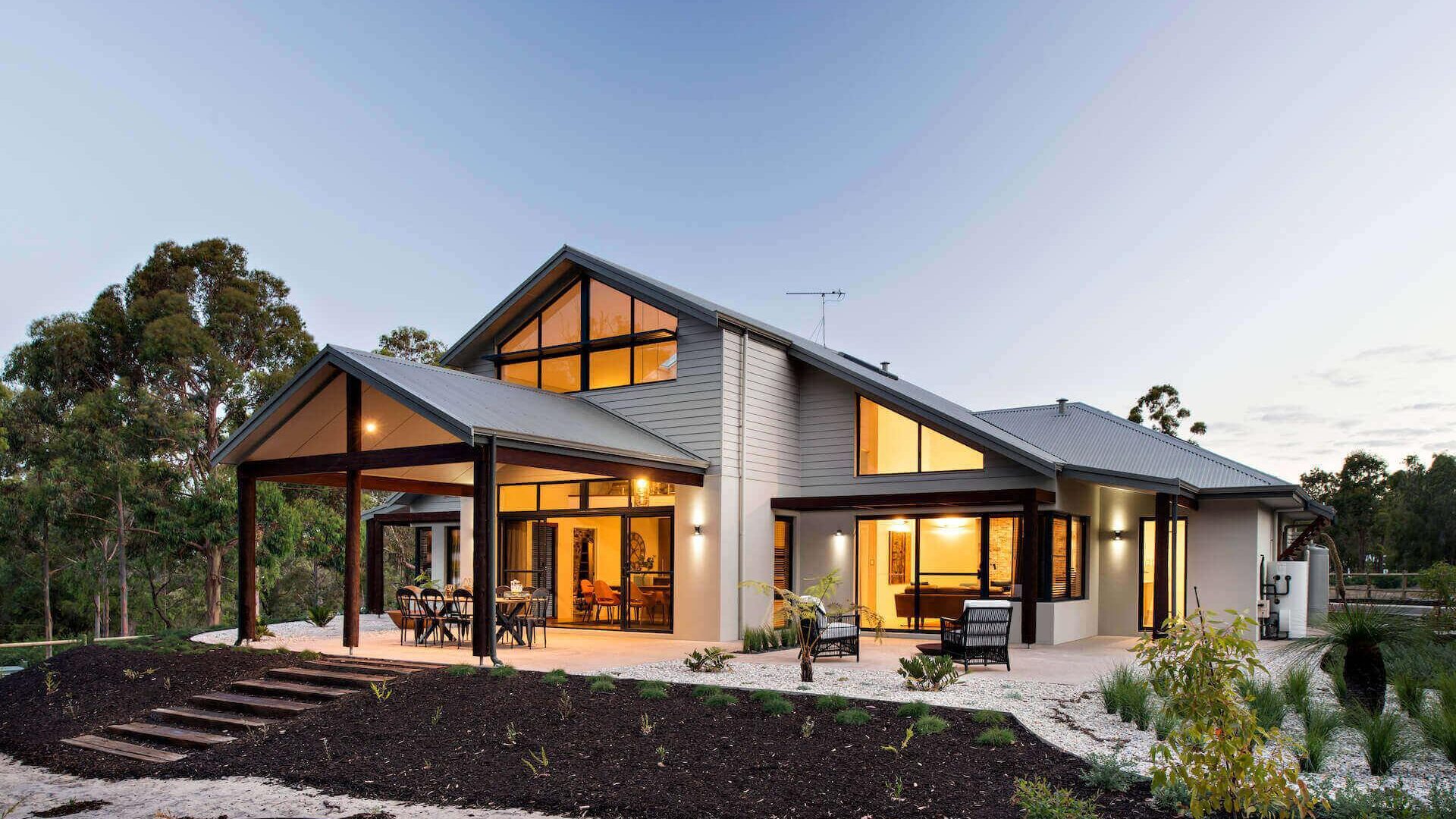 front elevation of rural building company home