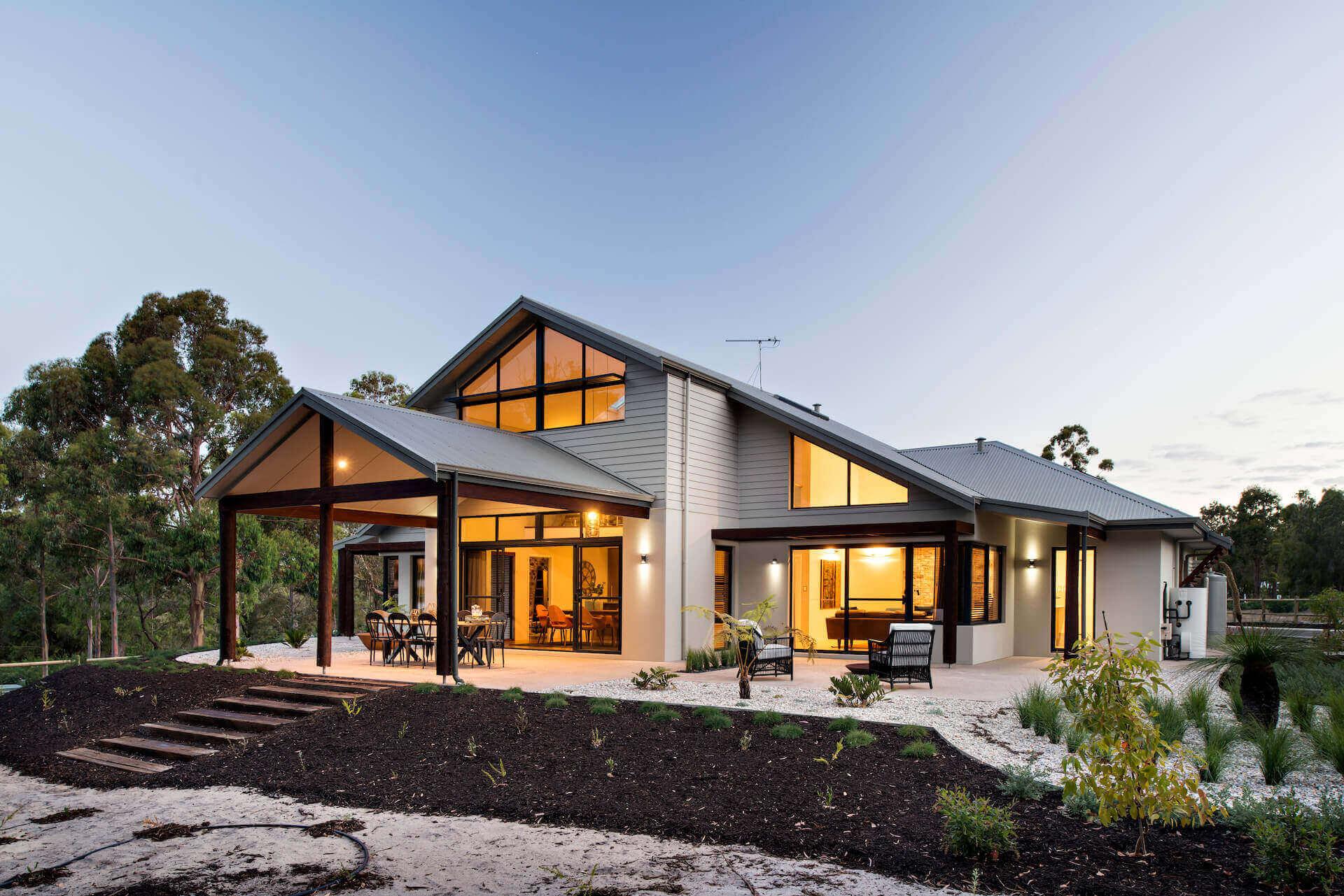 front elevation of rural building company home
