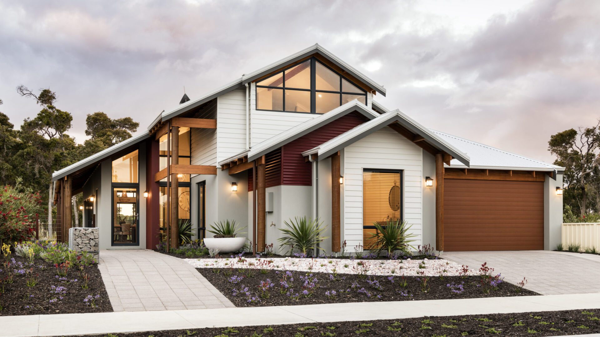 front elevation of rural building company home