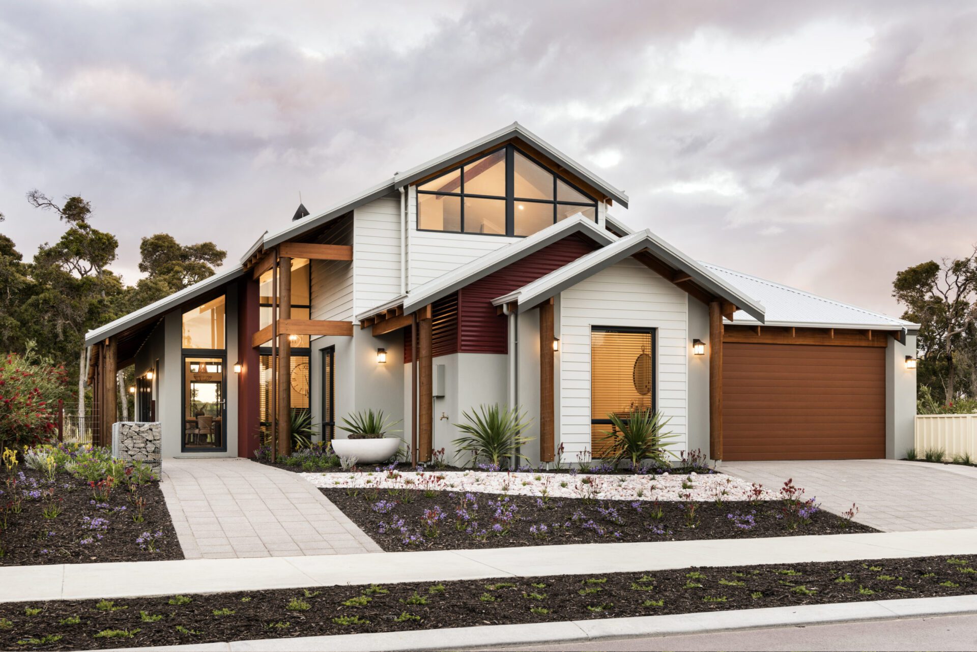 front elevation of rural building company home