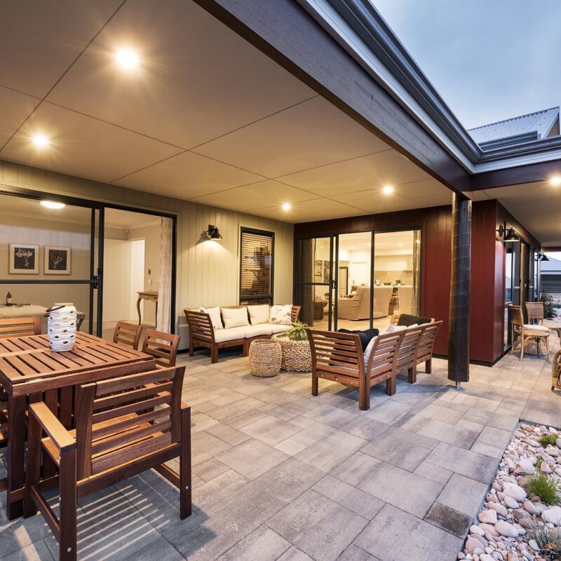 brightly lit undercover alfresco area