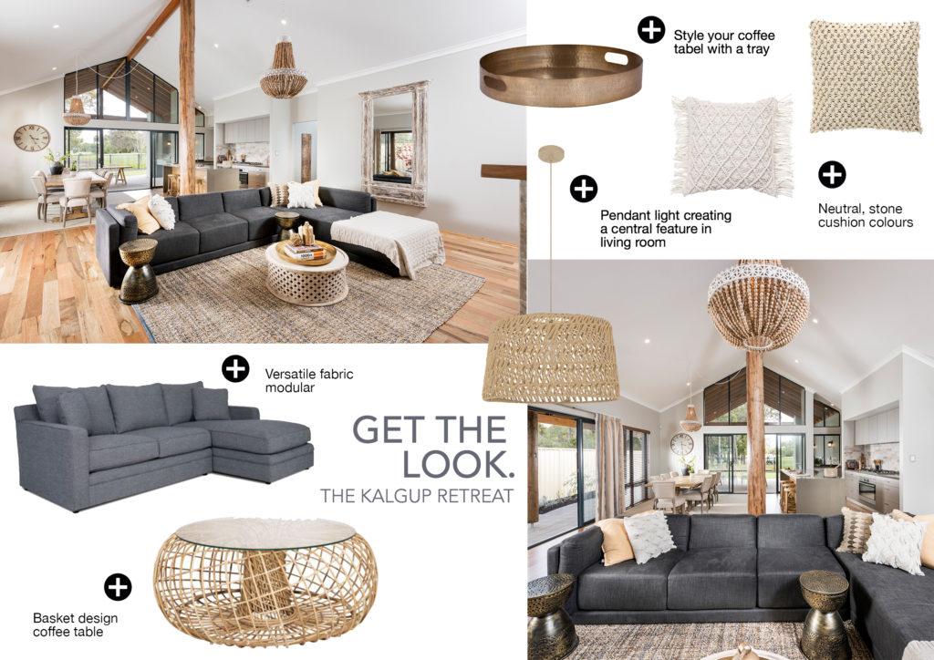 Brochure of couch, pillow and lighting furniture ideas to help design a home - Rural Building Co.