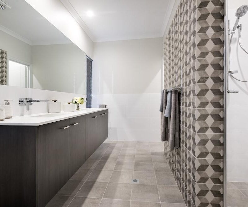 tiled wall in a bathroom