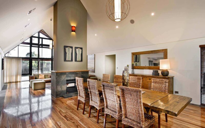 open plan home with fireplace