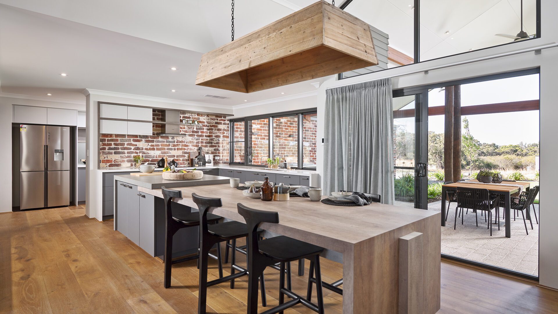 rustic open plan kitchen