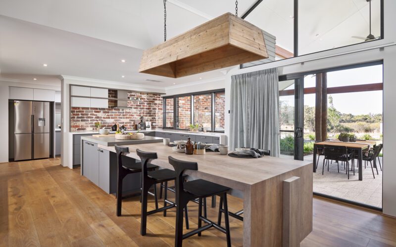 rustic open plan kitchen