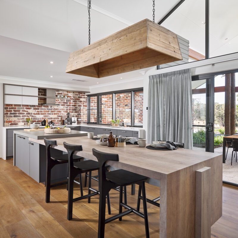 rustic open plan kitchen