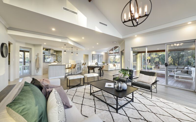 bright open plan kitchen living area
