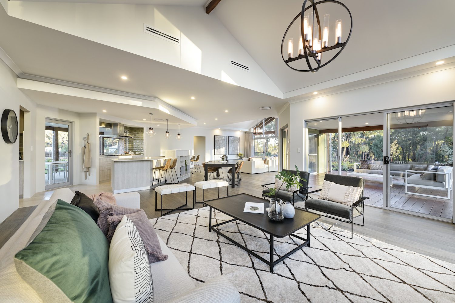 bright open plan kitchen living area