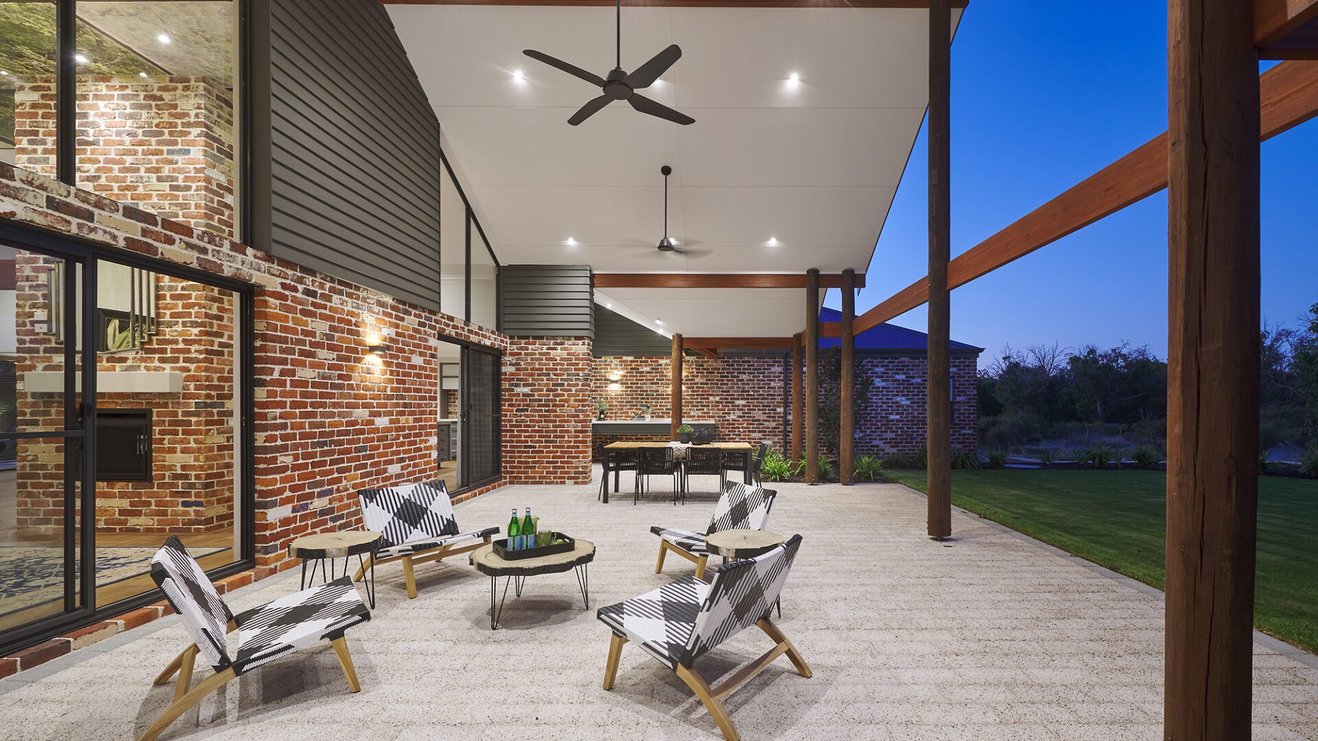 covered alfresco area with country views