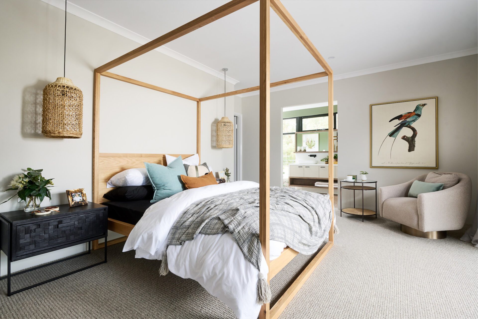 master suite with 4 post bed