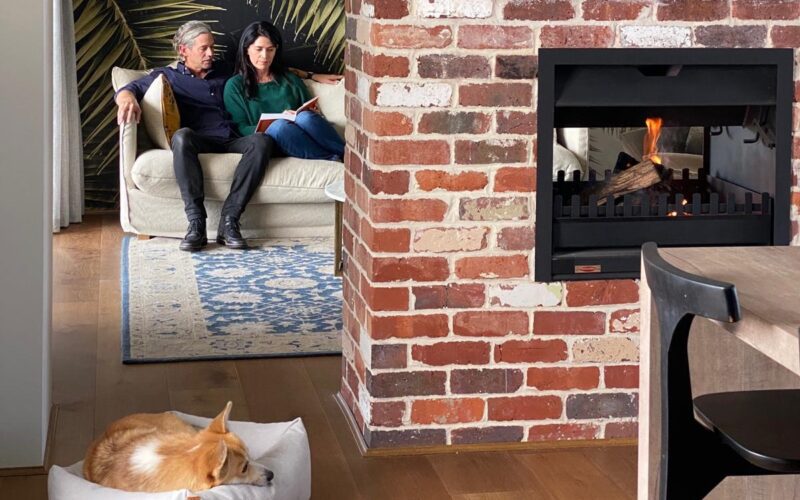cosy brick fireplace