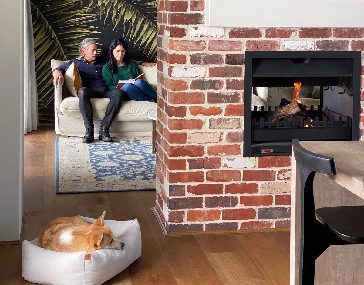cosy brick fireplace