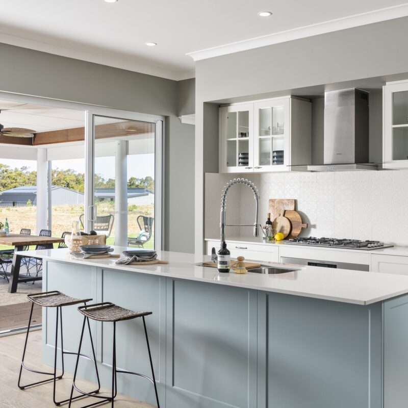 Light blue kitchen cabinets