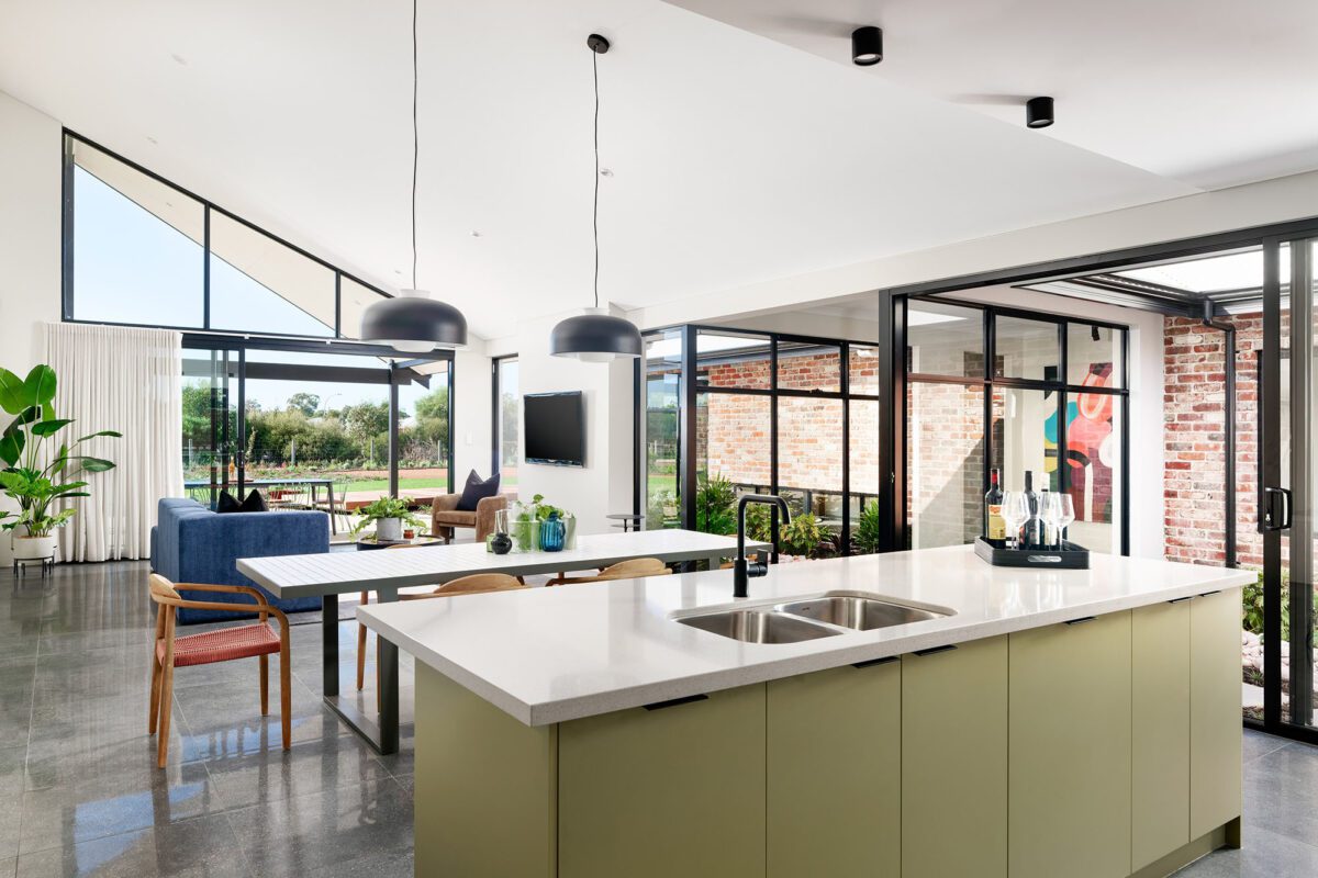 Sage green kitchen cabinets