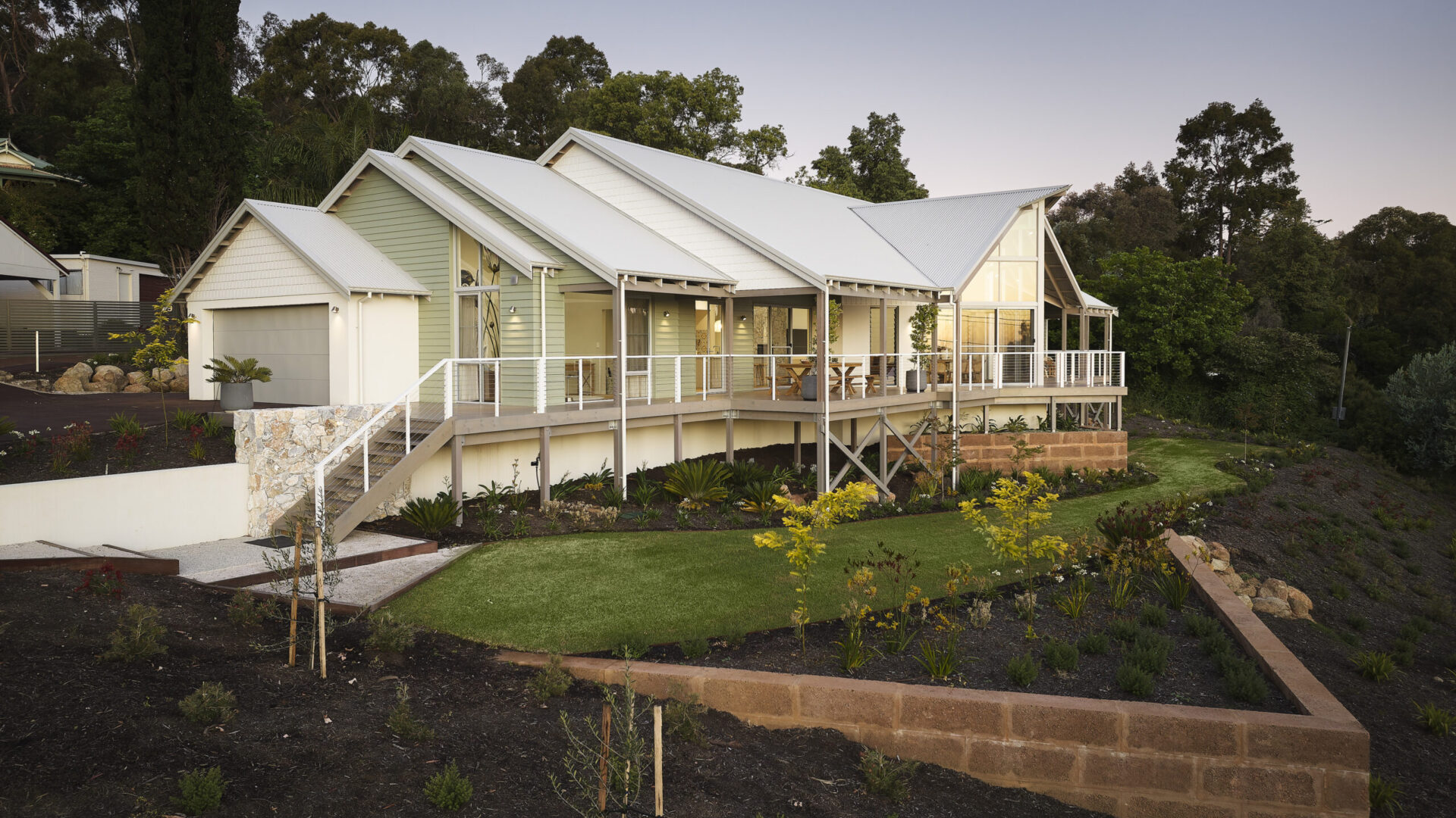 The Darlington display home with gable rooflines and elevated verandah