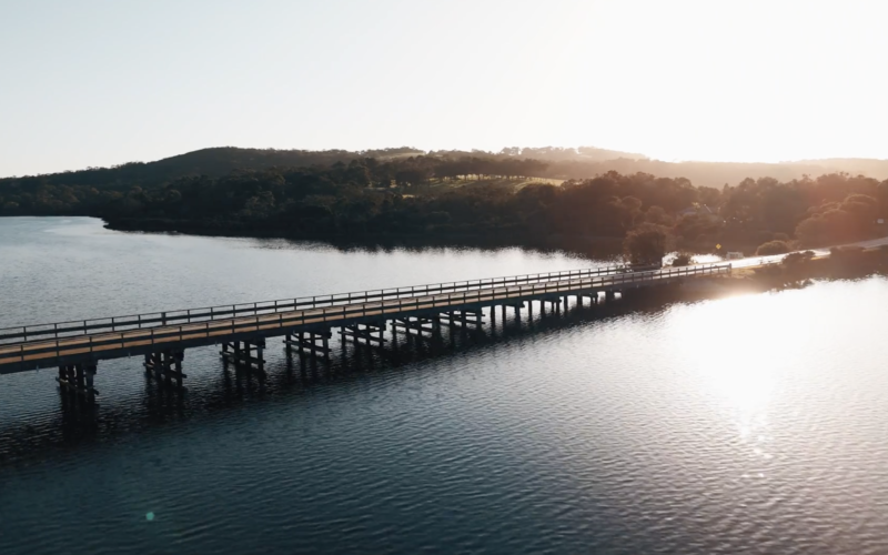 Elevated view east across sheltered harbour water from Bayonet Head, an outer north-eastern suburb of Albany in the Great Southern.