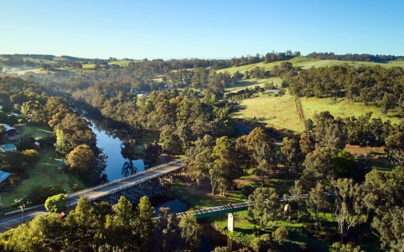 Are view of scenic landscape of Bridgetown, located in the South West region of Western Australia.
